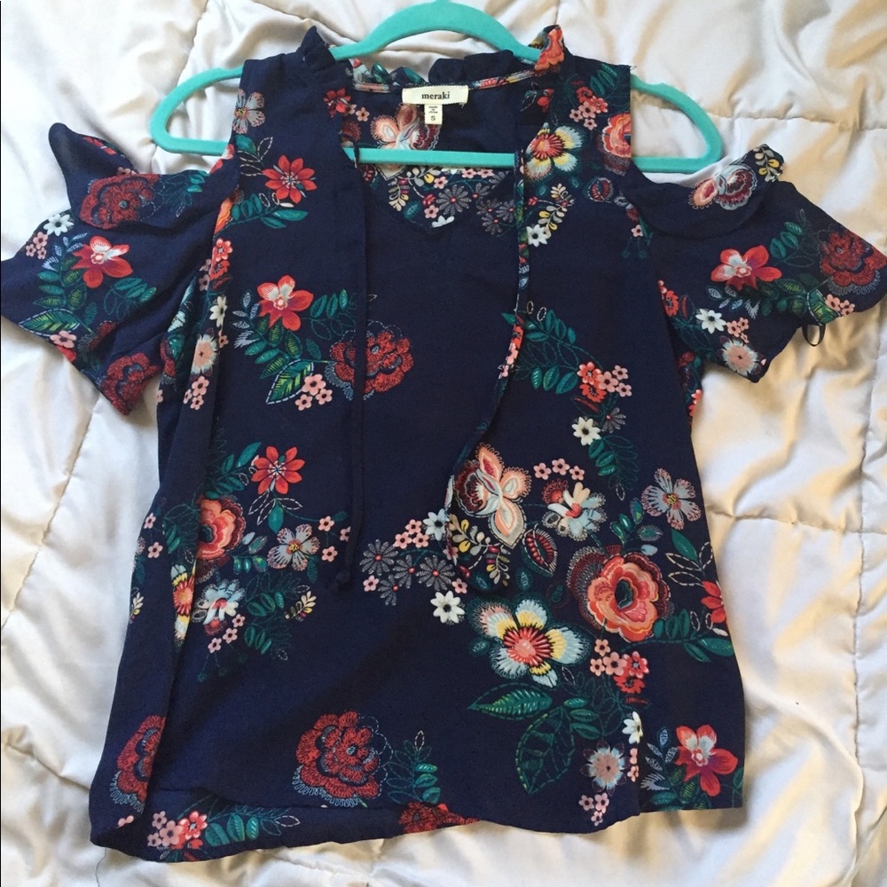 Small blue floral shirt